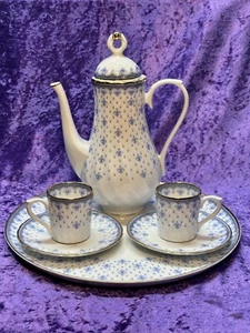 Quinta Nova QUN2 Tea Set Teapot 2 Cups 2 Saucers Porcelain Made in Portugal Mint - Picture 1 of 7