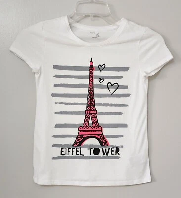 Camiseta GapKids Torre Eiffel.  Talla: XL.  Blanco, gris, negro y rosa Foto 1 de 4