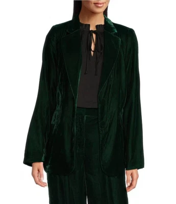 Blazer Gibson & Latimer veludo entalhe lapela manga longa botão frontal coordenação - Imagem 1 de 4