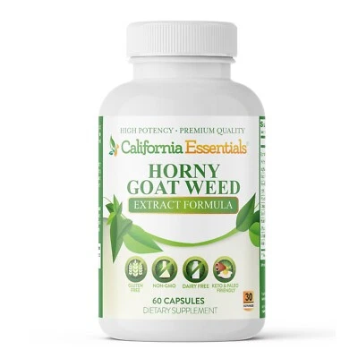 Horny Goat Weed Extract 1560mg Enhances Energy Levels, Stamina - 60 Capsules - Image 1 of 3