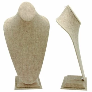 1~2~6 Tall Modern Burlap Jewelry Necklace Stand Bust Holder Jewelry Display Stan - Picture 1 of 3
