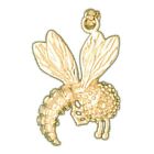 New 14K Yellow Gold Bee Insect Charm Pendant Jewelry