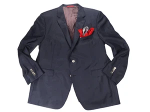 Samuelsohn Ashton Blazer Jacket 48 Super 120s Performance Wool Navy NEW - Picture 1 of 9