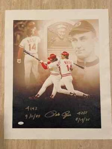 Pete Rose Reds handsigniert 16x20 Leinwand beschriftet 4192 DATUM 4256 DATUM JSA ZERTIFIKAT - Bild 1 von 3