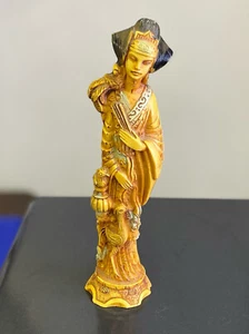 Vintage Figurine Japanese Resin Hand Carved Statue Asiatique 7.5" Decor Folklore - Picture 1 of 10