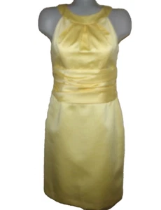 DAVID'S BRIDAL Yellow Fitted Waist Bridesmaid Dress Style F13277 Size 6 EUC - Picture 1 of 8