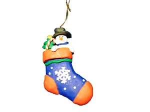 Snowman in Stocking Christmas Ornament #C - Picture 1 of 2