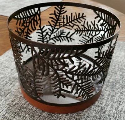 Yankee Candle Iron BALSAM Inspired 3-Wick Jar Candle Holder w/ A Wooden Base NEW - Image 1 of 3