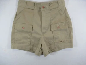Vintage 70s 80s Le Coq Sportif Cargo Safari Shorts Women Khaki High Rise - Picture 1 of 6