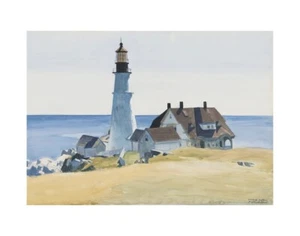 Lighthouse and Buildings Portland Head 1927, Edward Hopper, Wall Print 11" x 14" - Picture 1 of 2