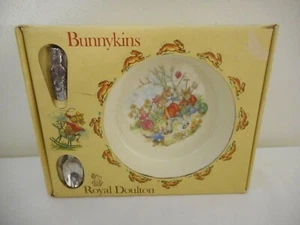 Vintage NIB 80s Royal Doulton Bunnykins Baby Bowl & Spoon - Picture 1 of 9