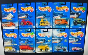 Mixed Lot of 10 Hot Wheels on Blue Cards  from the early 90's NEW in Pack - Picture 1 of 2