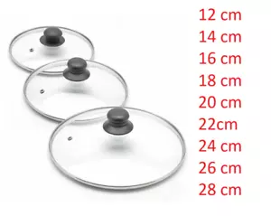 Topfdeckel Deckel Glasdeckel Durchmesser Abmessungen 14-32 cm/ Topfdeckelgriff - Bild 1 von 19