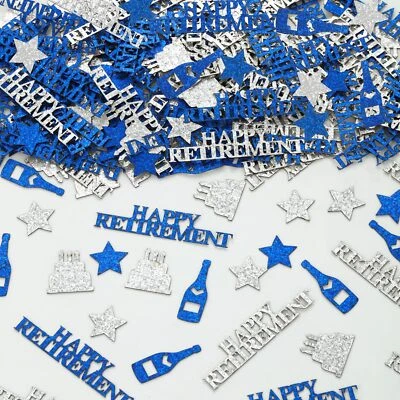 200pcs Happy Retirement Confetti Navy Blue Silver Glitter Farewell Table Decor - Image 1 of 4