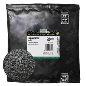 Frontier Co op Organic Poppy Seeds 1 lb Whole Bulk Kosher Culinary Ingredient - Picture 1 of 6