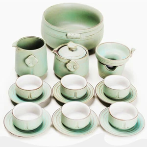 Complete Tea Set Pottery Tea Pot Pitcher Cup Bowl Saucer Tea Mat Gift Tea Pet - Picture 1 of 6