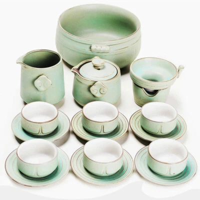 Complete Tea Set Pottery Tea Pot Pitcher Cup Bowl Saucer Tea Mat Gift Tea Pet - Image 1 of 4