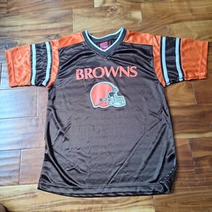 Vtg NFL Boys Jersey Cleveland Browns Short Sleeves V-Neck Pullover Brown L 14/16 - Picture 1 of 8