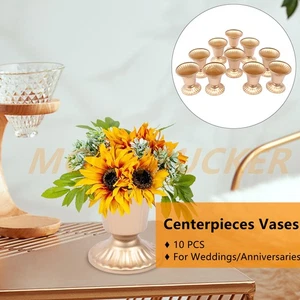 10 Stück Trompete Gold Metall Vasen Hochzeit Party Mittelstücke Retro Deko Vase - Bild 1 von 11