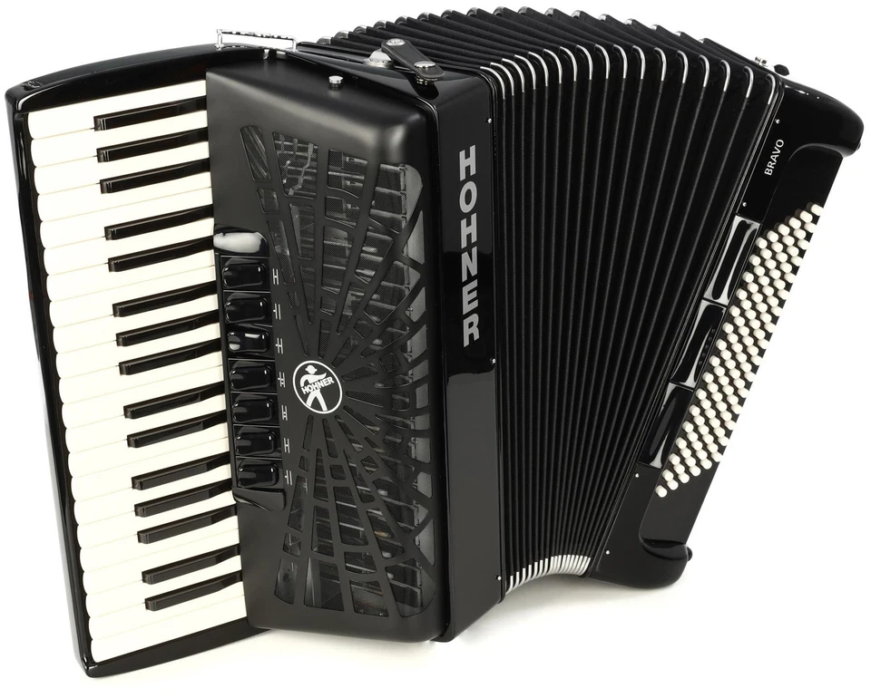 Hohner Bravo III 96 Chromatic Piano Key Accordion - Jet Black - Image 1 of 1