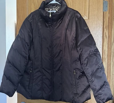 Abrigo acolchado marrón para mujer Calvin Klein talla grande 3X Foto 1 de 4