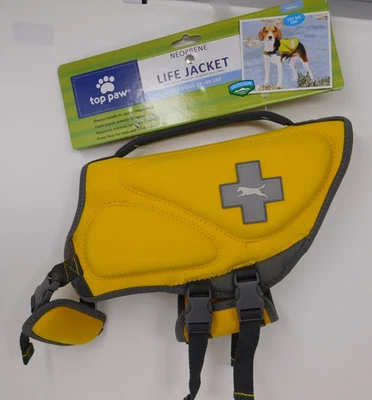 TOP PAW PEQUEÑO CHALECO SALVAVIDAS DE NEOPRENO PARA PERROS 15-30 LIBRAS AMARILLO PISCINA NAVEGACIÓN NUEVO Foto 1 de 4