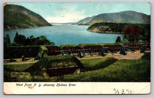 Vintage West Point NY Postcard Showing Hudson River and Cannons - Picture 1 of 2