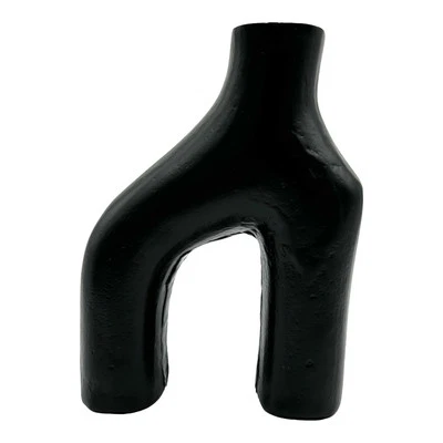 Bergamo Art 10 Inch Decorative Handmade Aluminum Modern Flower Vase in Black - Image 1 of 4