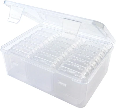 Bead Organizer Box - Mini Clear Plastic Storage Container with Hinged Lid - Image 1 of 4