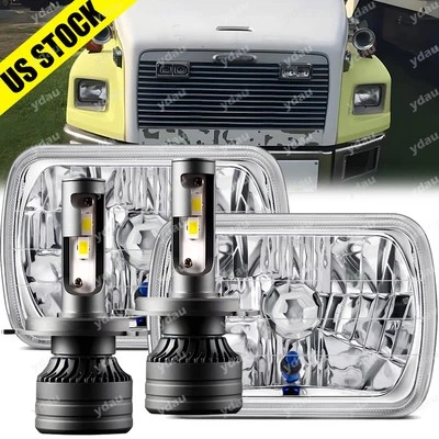 For Freightliner FL50 FL60 FL70 FL80 MT35 MT45 MT55 Pair 5x7" 7x6" LED Headlight - Image 1 of 4
