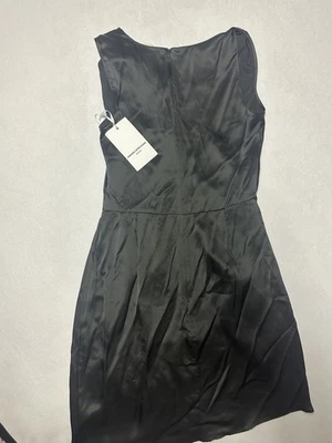 Vestido Amanda Uprichard 100 % seda sin mangas con botones - Negro asimétrico - S Foto 1 de 4