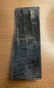 VTG Men's Genuine Alligator Skin Leather Billfold Wallet Black 8 3/4” X 3” NWOT - Picture 1 of 5