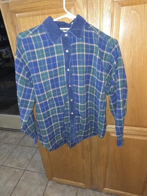 Vintage Gitano Plaid Corduroy Flannel Button Up Shirt Long Sleeved Medium Men's - Image 1 of 4