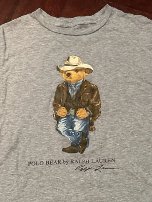 Ralph Lauren Polo Gray Cowboy Bear T shirt Boys - Size 10-12 - Image 1 of 4