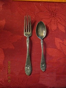Antique ALVIN 1907 Easter Lily Teaspoon & Salad Fork - Picture 1 of 4