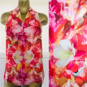 VINCE CAMUTO Beautiful Chiffon FLORAL Blouse Babydoll TOP PS - Picture 1 of 10