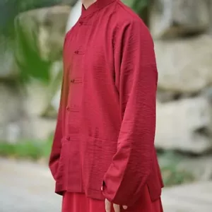 Camicia Uomo Shaolin Monaco Buddisti Kung Fu Cappotto Camicia Top Estate - Foto 1 di 19