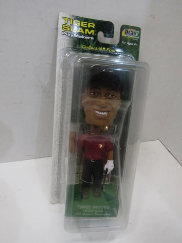 NIB TIGER SLAM PLAYMAKERS BOBBLE HEAD TIGER WOODS 2001 MASTERS TOURNAMENT CARD Cover