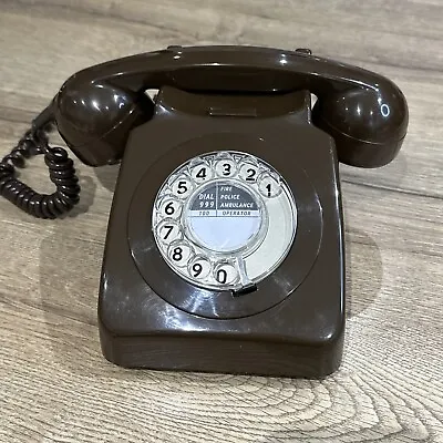 Vintage Retro Brown BT GPO Rotary Dial Telephone Phone 8746 Yeoman Working 80s • 35.56€