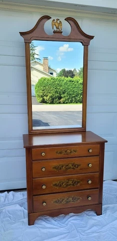 Lambert Hitchcock Hitchcocksville Conn. 4 Drawer Stenciled Chest With Mirror Cover