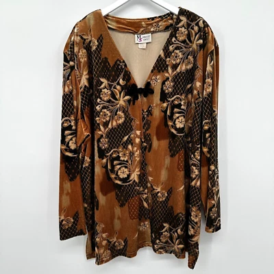 Vintage Maggie Sweet Jacket Cardigan 3X Stretch Floral Velvet Whimsigoth Witchy - Image 1 of 4