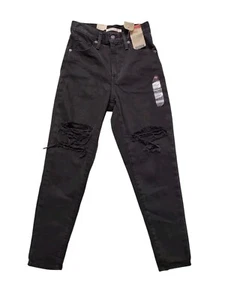Levis High Waisted Mom Distressed Jeans Size 25x27 Black - Picture 1 of 6