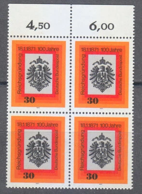 Germany 1971 Mi 658 Sc 1052 MNH Imperial Eagle Block of 4 / German Empire ** - Image 1 of 2
