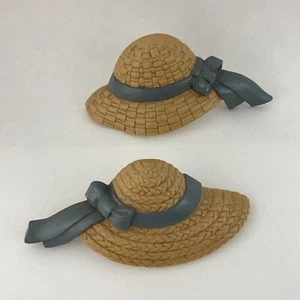 Vintage Set of 2 Burwood Blue Ribbon Hats Small Wall Hanging Plaques - Picture 1 of 6