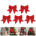 5 Red Glitter Christmas Bows for Tree & Gift Decoration-DH