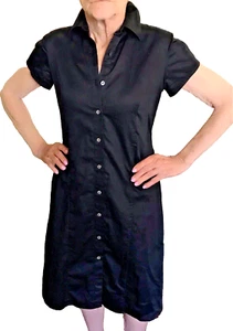 Banana Republic Dress Women's 4 Black 100% cotton Poplin Cap Sleeve button work - Picture 1 of 8