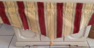 Juego de 2 cenefas de cortina Waverly borlas doradas rojas y verdes forradas EE. UU. Foto 1 de 4