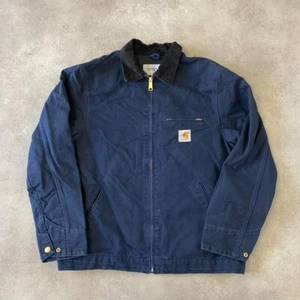 Carhartt WIP Detroit Jacket Mens Large Denim Full Zip Workwear Coat Navy - Picture 1 of 10