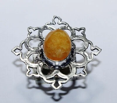 Orange Onyx Oval Shape Gemstone Handmade Ring Jewelry Ring Size 6 Inches - Image 1 of 4