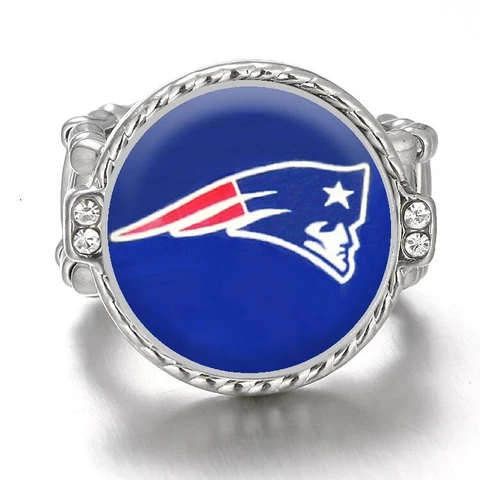 New England Patriots Silver Women's Crystal Accent Football Ring w Gift Pkg D12 Cover
